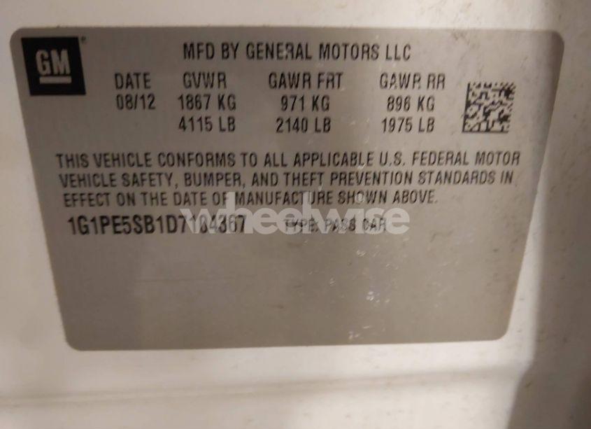 Photo 9 of 2013 Chevrolet Cruze 2LT AUTO (VIN 1G1PE5SB1D7104367)