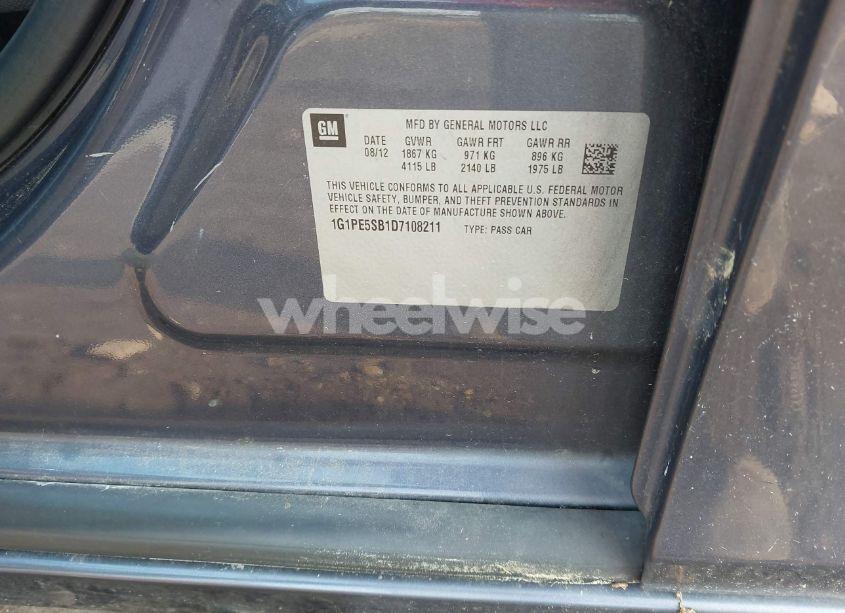 Photo 9 of 2013 Chevrolet Cruze 2LT AUTO (VIN 1G1PE5SB1D7108211)