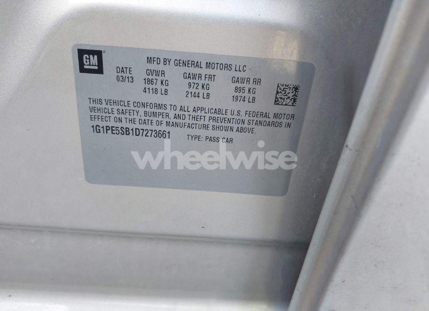 Photo 9 of 2013 Chevrolet Cruze 2LT AUTO (VIN 1G1PE5SB1D7273661)