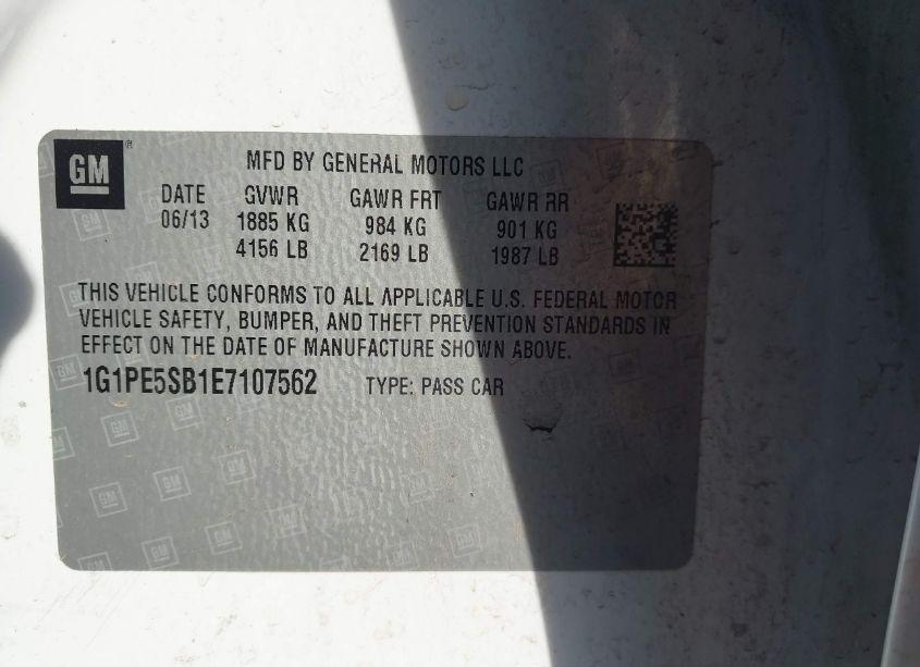 Photo 9 of 2014 Chevrolet Cruze 2LT AUTO (VIN 1G1PE5SB1E7107562)