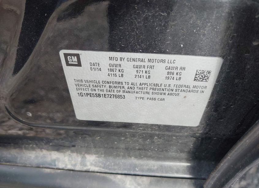 Photo 9 of 2014 Chevrolet Cruze 2LT AUTO (VIN 1G1PE5SB1E7276853)