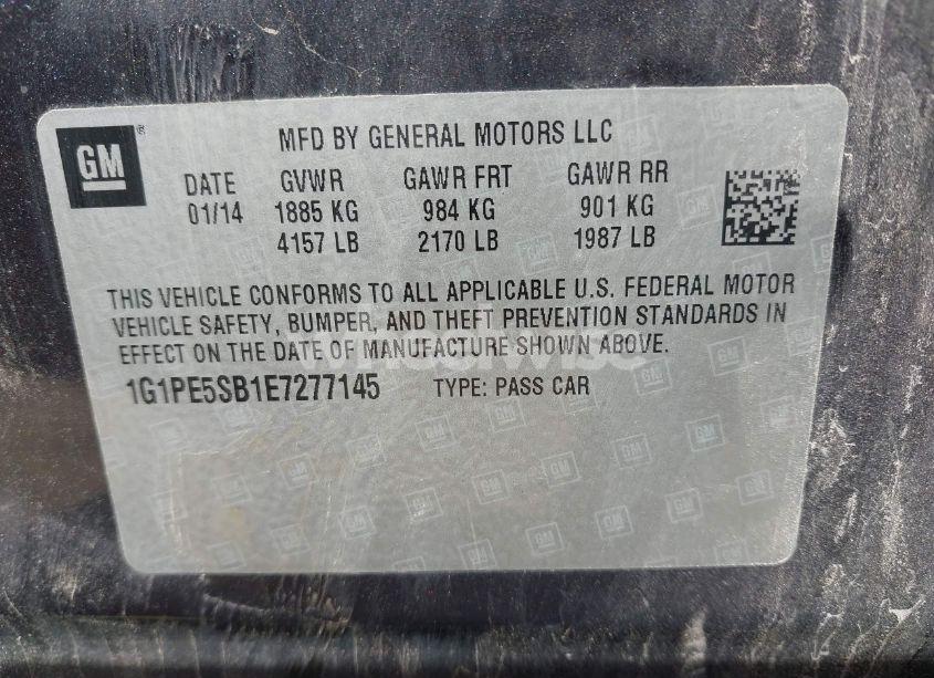 Photo 9 of 2014 Chevrolet Cruze 2LT AUTO (VIN 1G1PE5SB1E7277145)