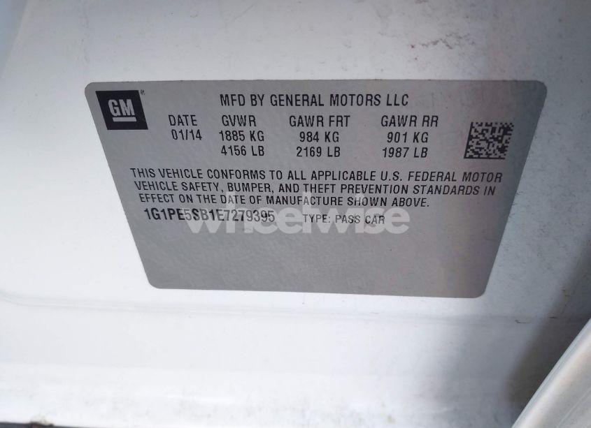 Photo 9 of 2014 Chevrolet Cruze 2LT AUTO (VIN 1G1PE5SB1E7279395)