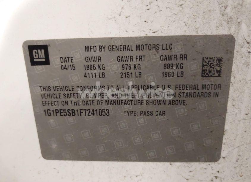 Photo 9 of 2015 Chevrolet Cruze 2LT AUTO (VIN 1G1PE5SB1F7241053)