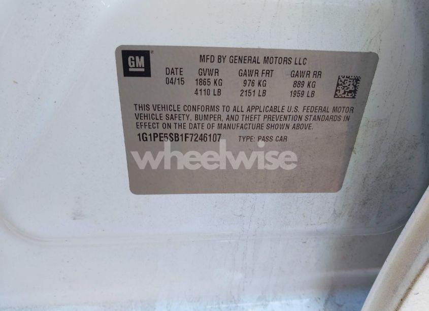 Photo 9 of 2015 Chevrolet Cruze 2LT AUTO (VIN 1G1PE5SB1F7246107)