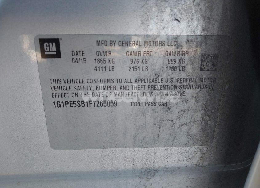 Photo 9 of 2015 Chevrolet Cruze 2LT AUTO (VIN 1G1PE5SB1F7265059)