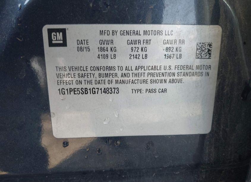 Photo 9 of 2016 Chevrolet Cruze LIMITED 1LT AUTO (VIN 1G1PE5SB1G7148373)