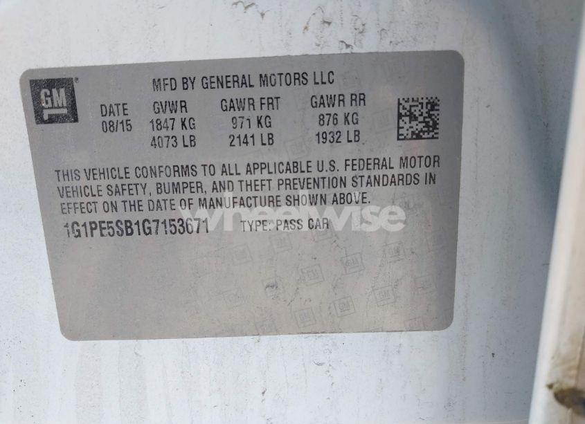 Photo 9 of 2016 Chevrolet Cruze LIMITED 1LT AUTO (VIN 1G1PE5SB1G7153671)