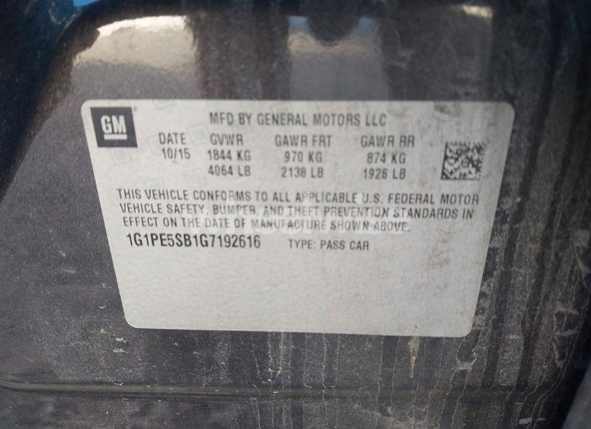 Photo 9 of 2016 Chevrolet Cruze LIMITED 1LT AUTO (VIN 1G1PE5SB1G7192616)