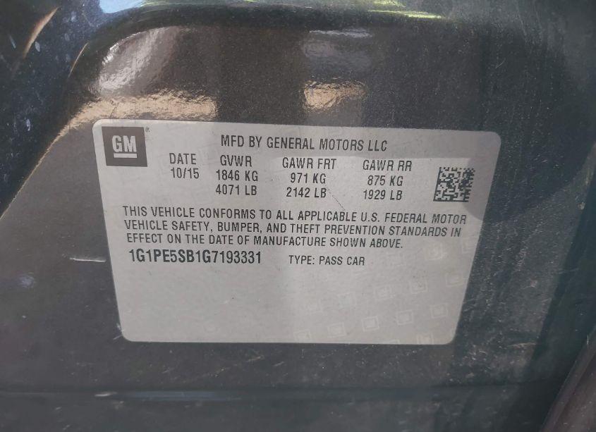 Photo 9 of 2016 Chevrolet Cruze LIMITED 1LT AUTO (VIN 1G1PE5SB1G7193331)
