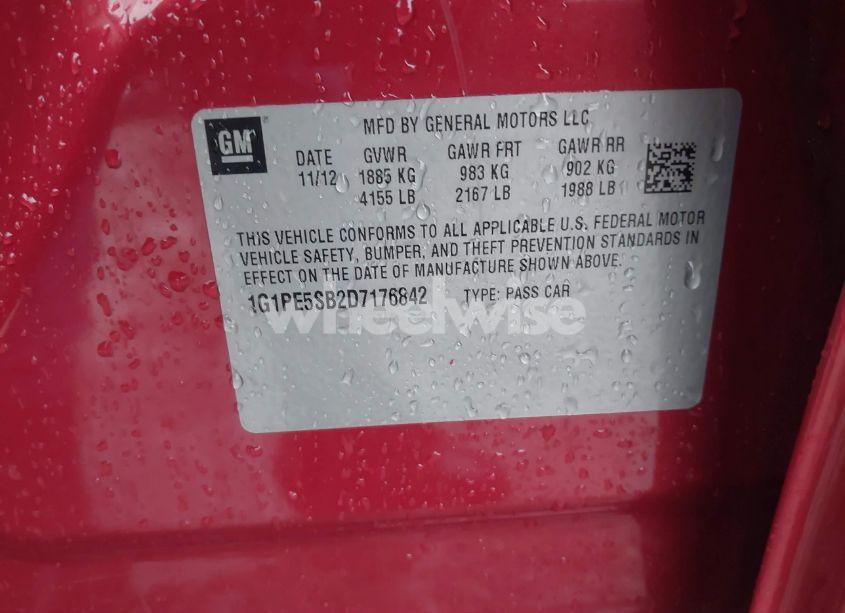 Photo 9 of 2013 Chevrolet Cruze (VIN 1G1PE5SB2D7176842)