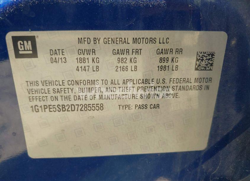 Photo 9 of 2013 Chevrolet Cruze 2LT AUTO (VIN 1G1PE5SB2D7285558)