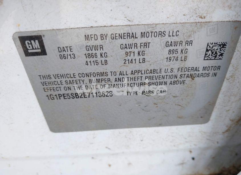 Photo 9 of 2014 Chevrolet Cruze 2LT AUTO (VIN 1G1PE5SB2E7113628)