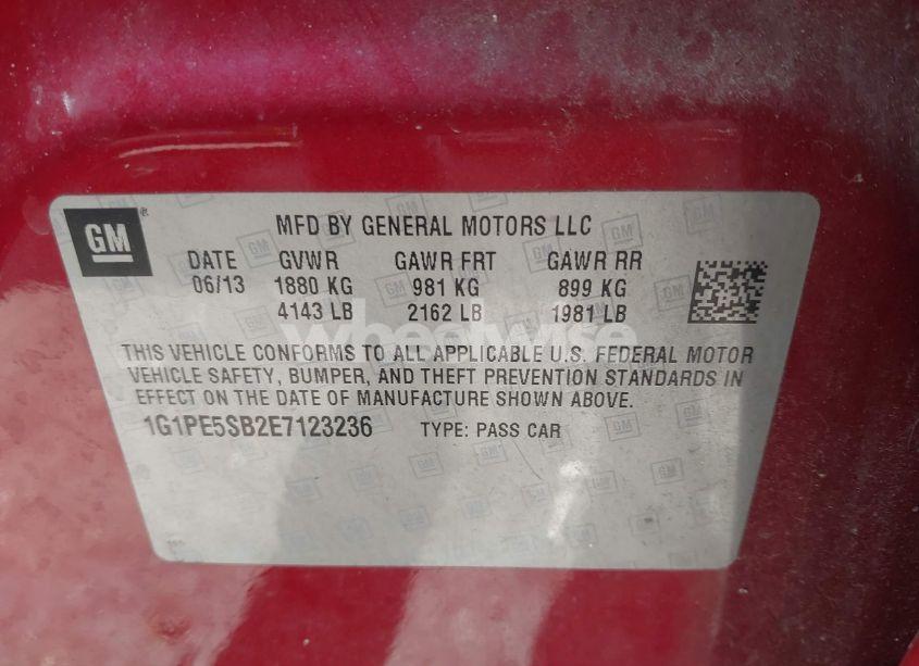 Photo 9 of 2014 Chevrolet Cruze 2LT AUTO (VIN 1G1PE5SB2E7123236)