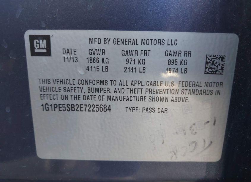 Photo 9 of 2014 Chevrolet Cruze 2LT AUTO (VIN 1G1PE5SB2E7225684)