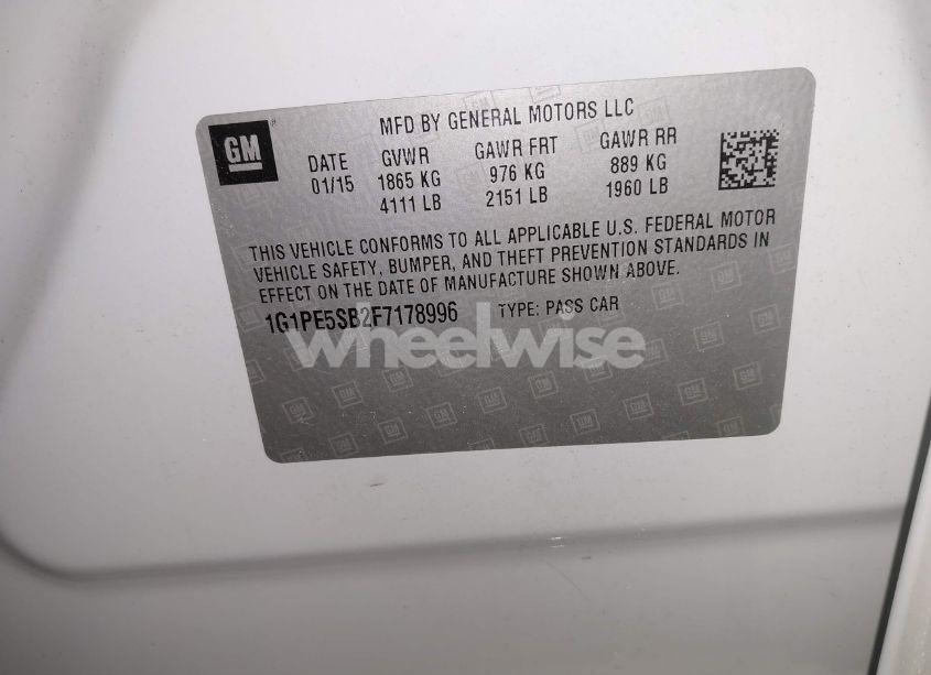 Photo 9 of 2015 Chevrolet Cruze 2LT AUTO (VIN 1G1PE5SB2F7178996)