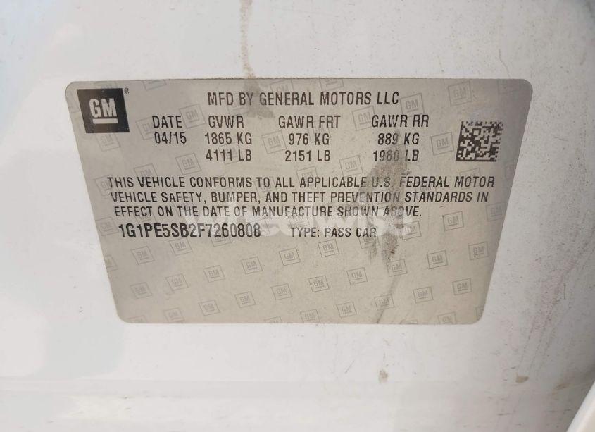 Photo 9 of 2015 Chevrolet Cruze 2LT AUTO (VIN 1G1PE5SB2F7260808)