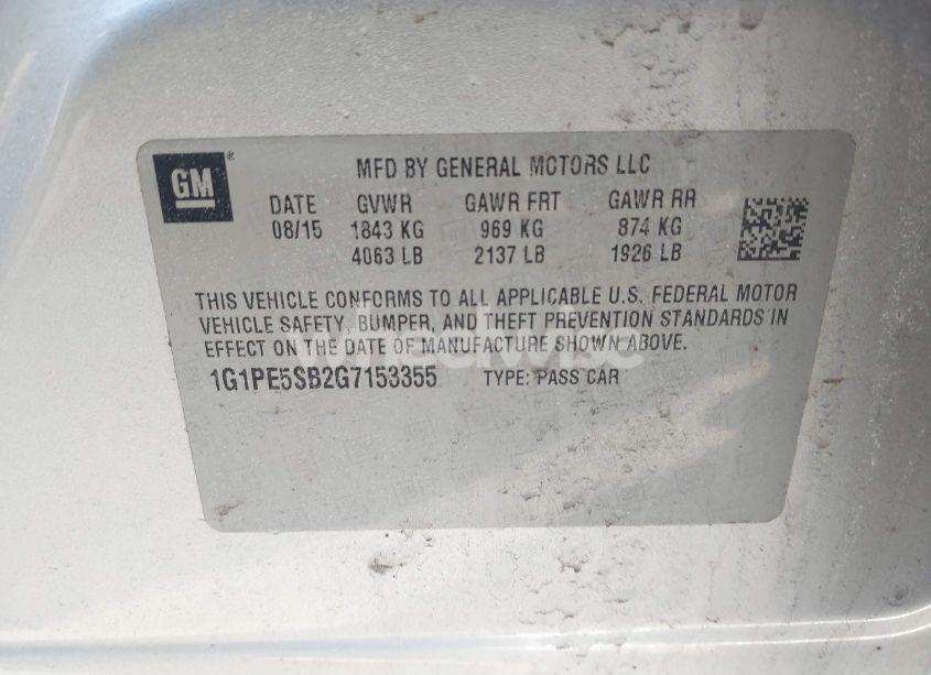 Photo 9 of 2016 Chevrolet Cruze LIMITED 1LT AUTO (VIN 1G1PE5SB2G7153355)