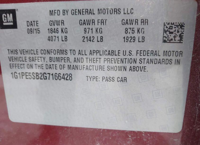 Photo 9 of 2016 Chevrolet Cruze LIMITED 1LT AUTO (VIN 1G1PE5SB2G7166428)