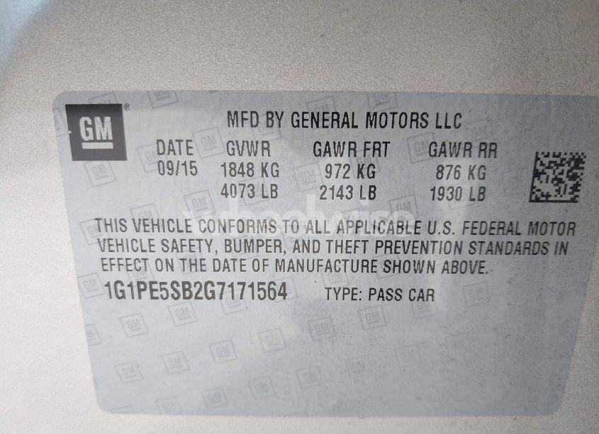 Photo 9 of 2016 Chevrolet Cruze LIMITED 1LT AUTO (VIN 1G1PE5SB2G7171564)