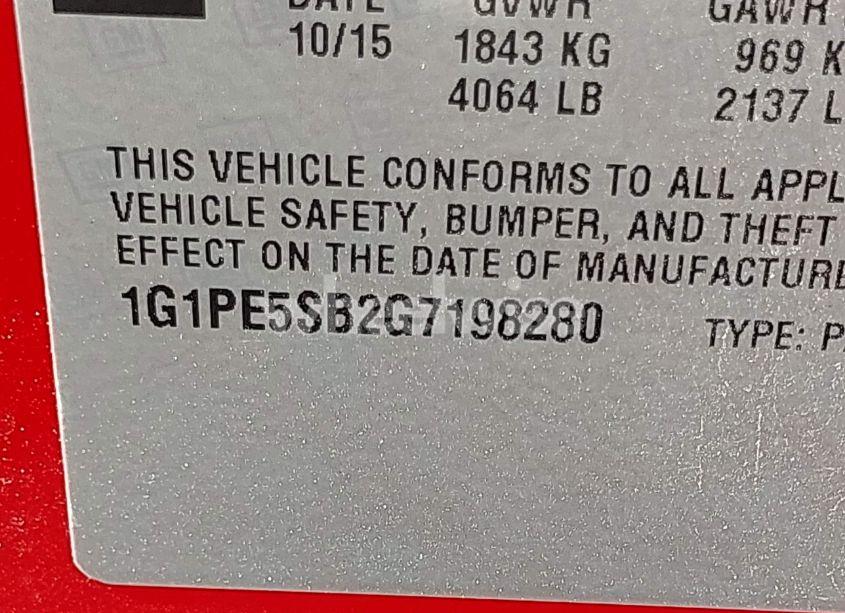 Photo 9 of 2016 Chevrolet Cruze LIMITED 1LT AUTO (VIN 1G1PE5SB2G7198280)