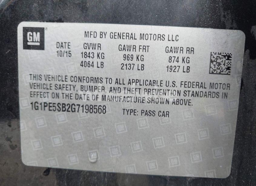 Photo 9 of 2016 Chevrolet Cruze LIMITED 1LT AUTO (VIN 1G1PE5SB2G7198568)