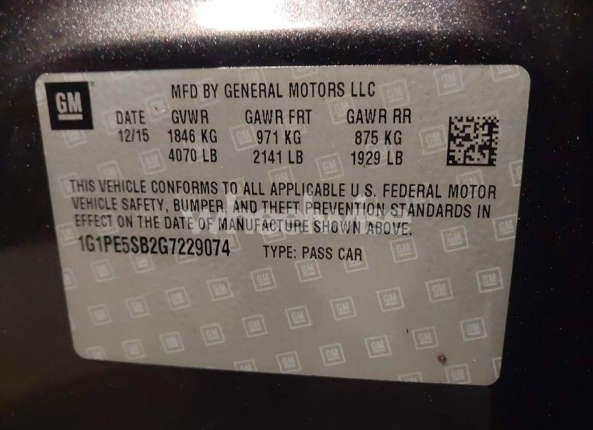 Photo 9 of 2016 Chevrolet Cruze LIMITED 1LT AUTO (VIN 1G1PE5SB2G7229074)