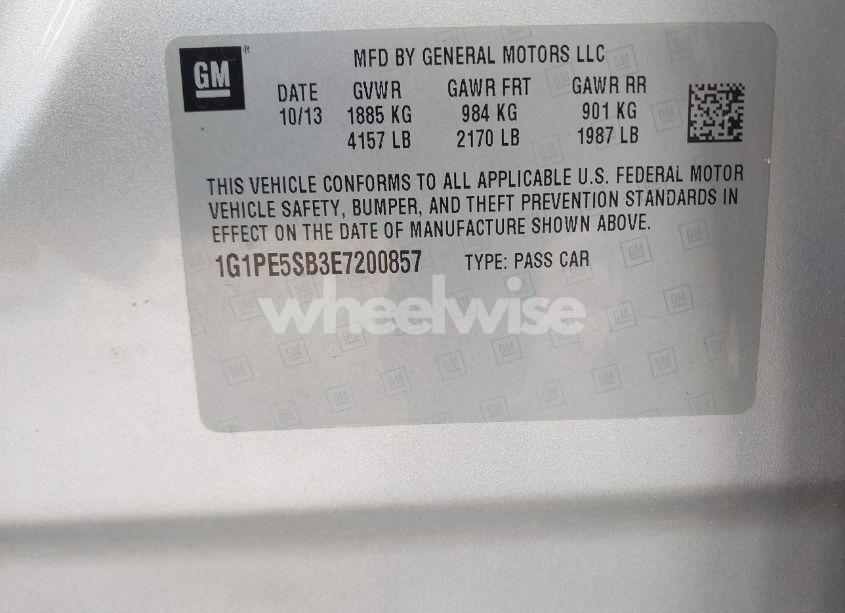 Photo 9 of 2014 Chevrolet Cruze 2LT AUTO (VIN 1G1PE5SB3E7200857)