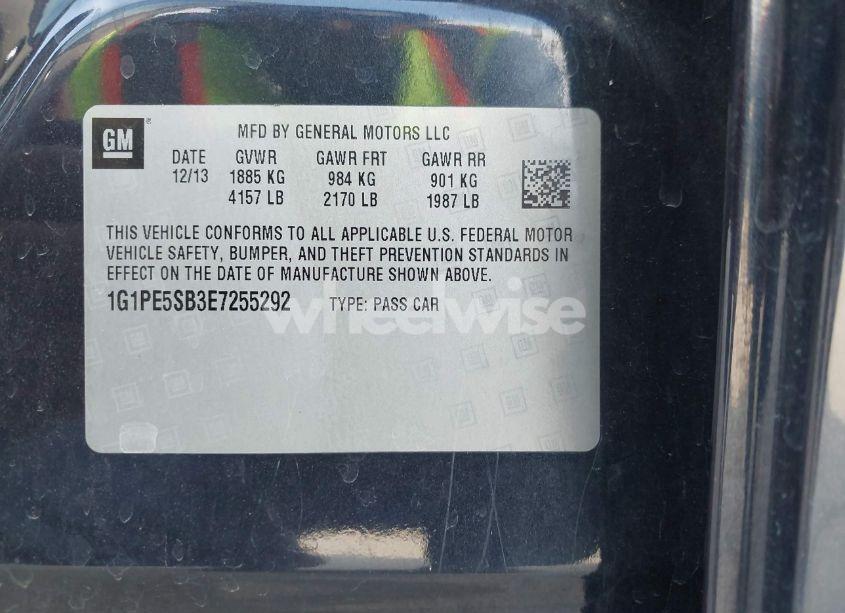 Photo 9 of 2014 Chevrolet Cruze 2LT AUTO (VIN 1G1PE5SB3E7255292)