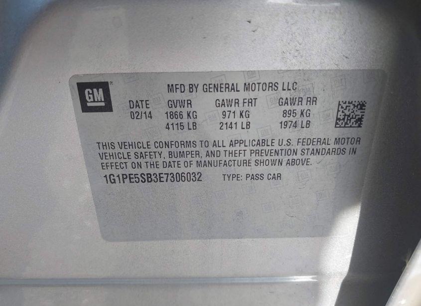 Photo 9 of 2014 Chevrolet Cruze 2LT AUTO (VIN 1G1PE5SB3E7306032)