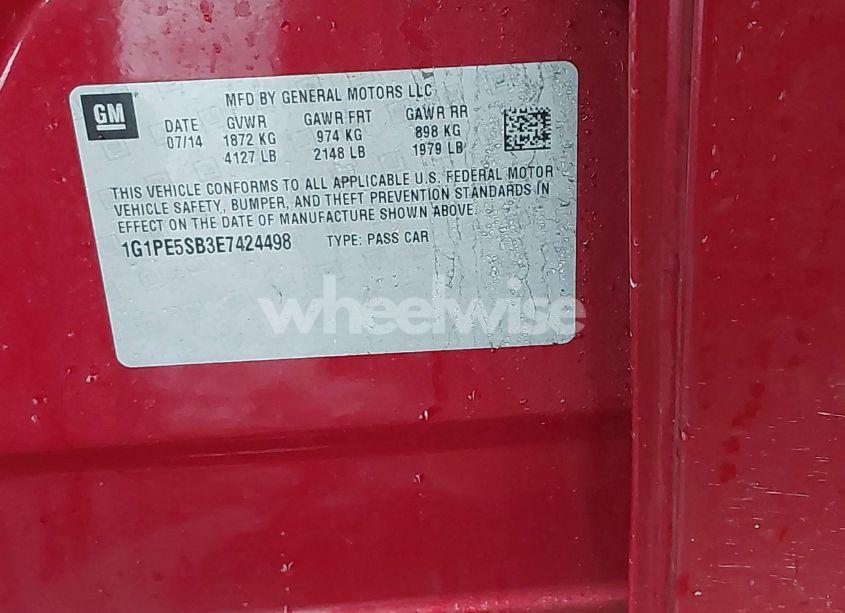 Photo 9 of 2014 Chevrolet Cruze 2LT AUTO (VIN 1G1PE5SB3E7424498)