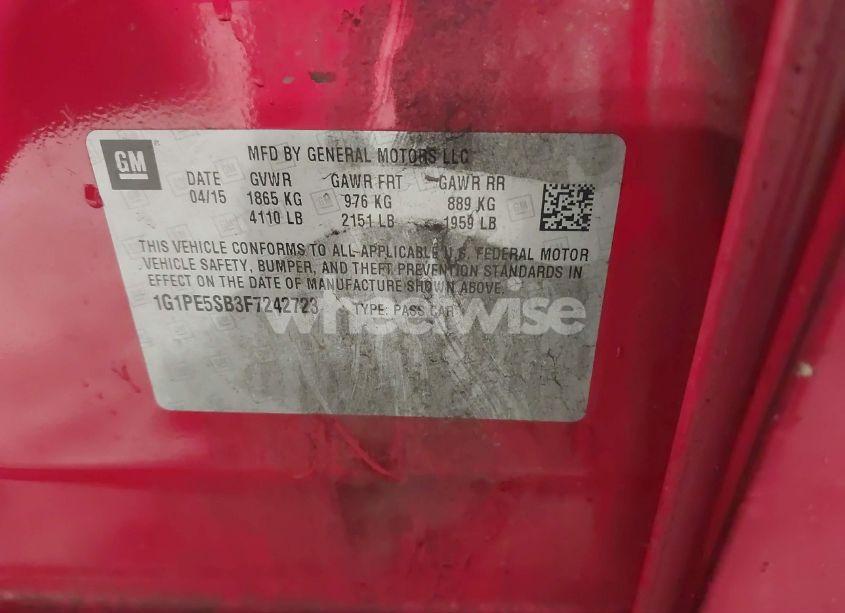 Photo 9 of 2015 Chevrolet Cruze 2LT AUTO (VIN 1G1PE5SB3F7242723)