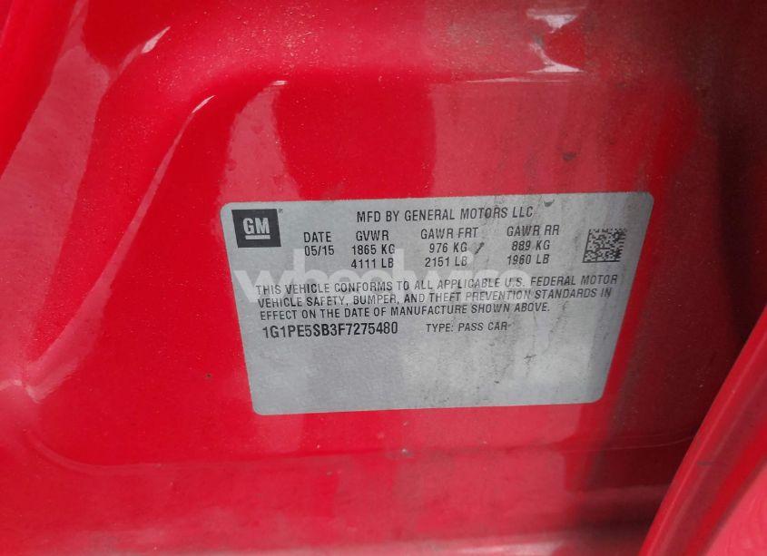 Photo 9 of 2015 Chevrolet Cruze 2LT AUTO (VIN 1G1PE5SB3F7275480)