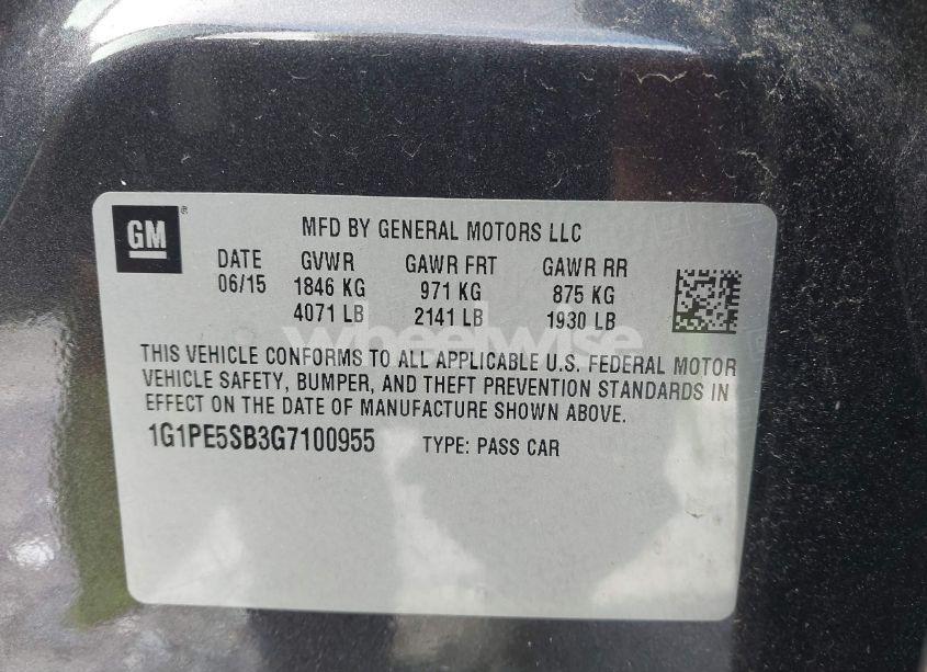 Photo 9 of 2016 Chevrolet Cruze LIMITED 1LT AUTO (VIN 1G1PE5SB3G7100955)