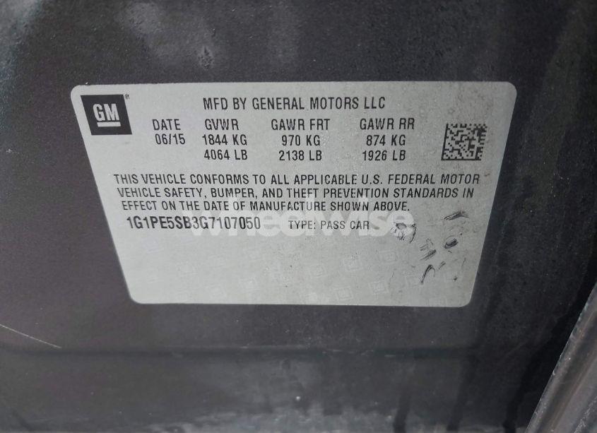 Photo 9 of 2016 Chevrolet Cruze LIMITED 1LT AUTO (VIN 1G1PE5SB3G7107050)