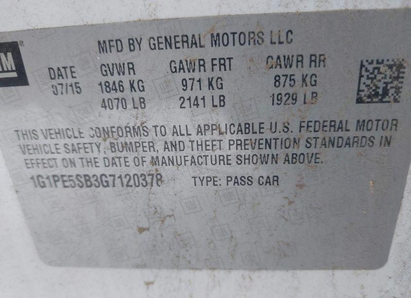Photo 9 of 2016 Chevrolet Cruze LIMITED 1LT AUTO (VIN 1G1PE5SB3G7120378)