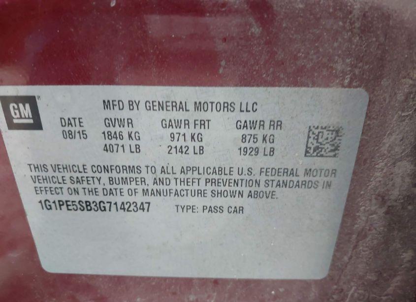 Photo 9 of 2016 Chevrolet Cruze LIMITED 1LT AUTO (VIN 1G1PE5SB3G7142347)