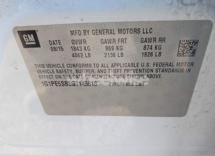 Photo 9 of 2016 Chevrolet Cruze LIMITED 1LT AUTO (VIN 1G1PE5SB3G7145815)