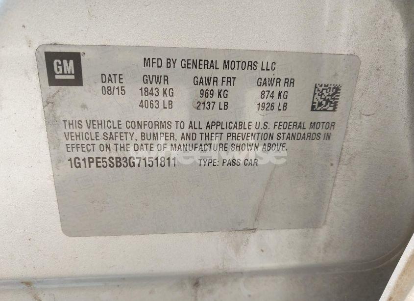 Photo 9 of 2016 Chevrolet Cruze LIMITED 1LT AUTO (VIN 1G1PE5SB3G7151811)