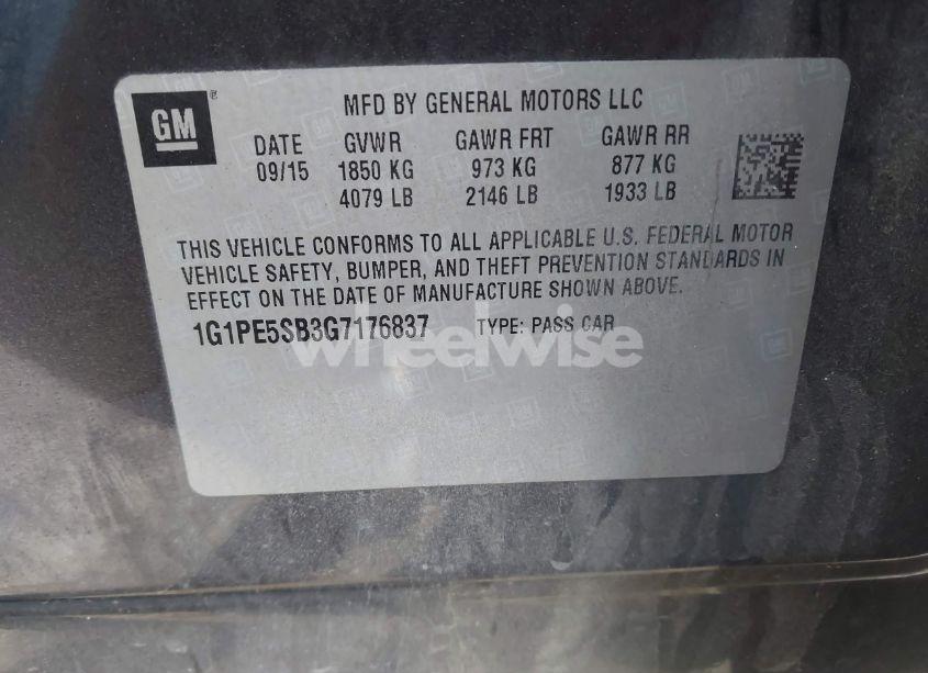 Photo 9 of 2016 Chevrolet Cruze LIMITED 1LT AUTO (VIN 1G1PE5SB3G7176837)
