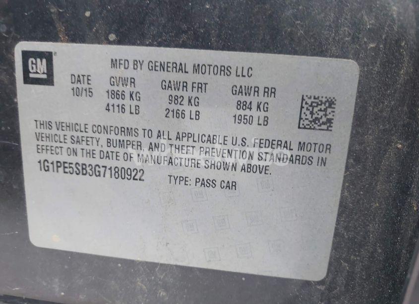 Photo 9 of 2016 Chevrolet Cruze LIMITED 1LT AUTO (VIN 1G1PE5SB3G7180922)