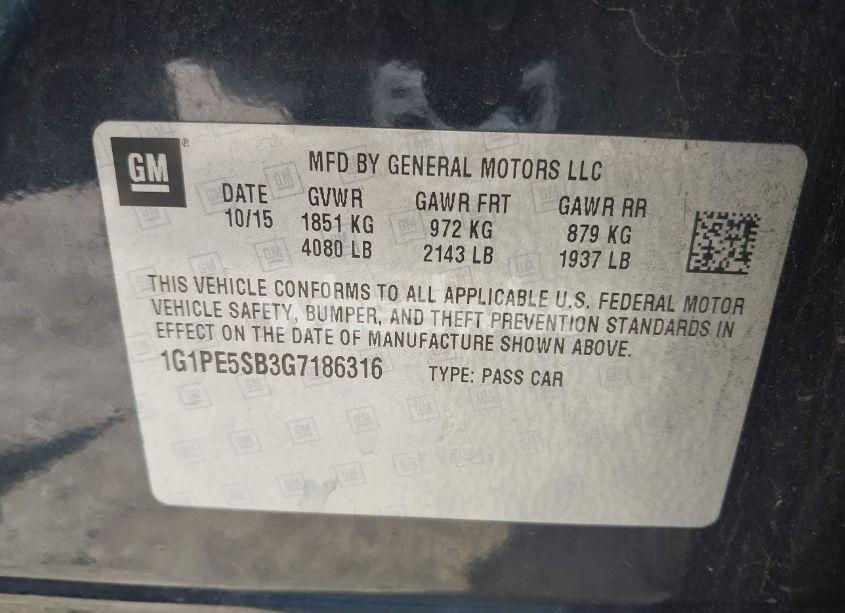 Photo 9 of 2016 Chevrolet Cruze LIMITED 1LT AUTO (VIN 1G1PE5SB3G7186316)