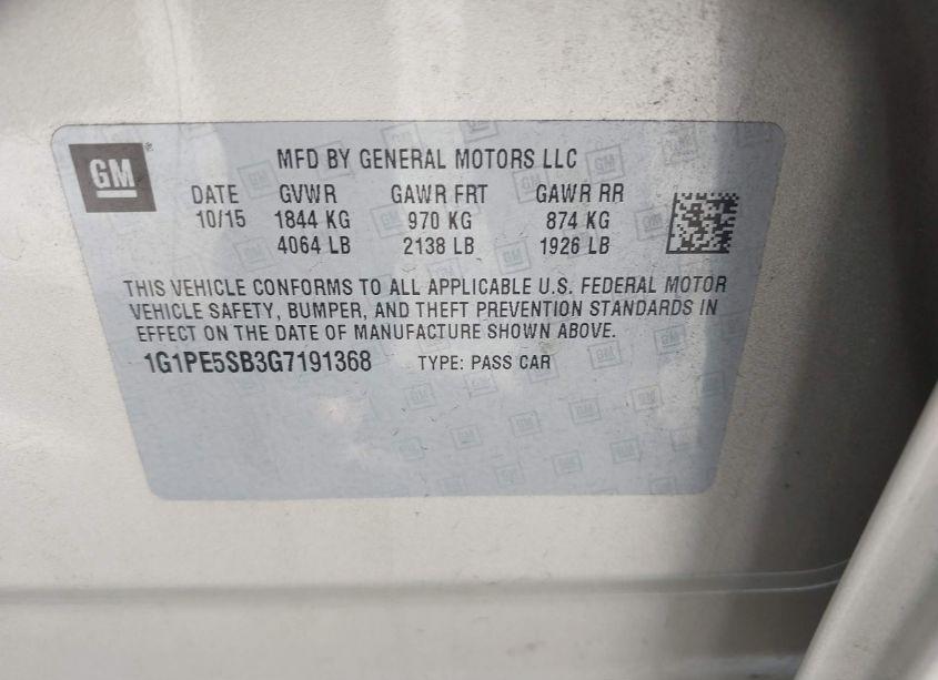 Photo 9 of 2016 Chevrolet Cruze LIMITED 1LT AUTO (VIN 1G1PE5SB3G7191368)