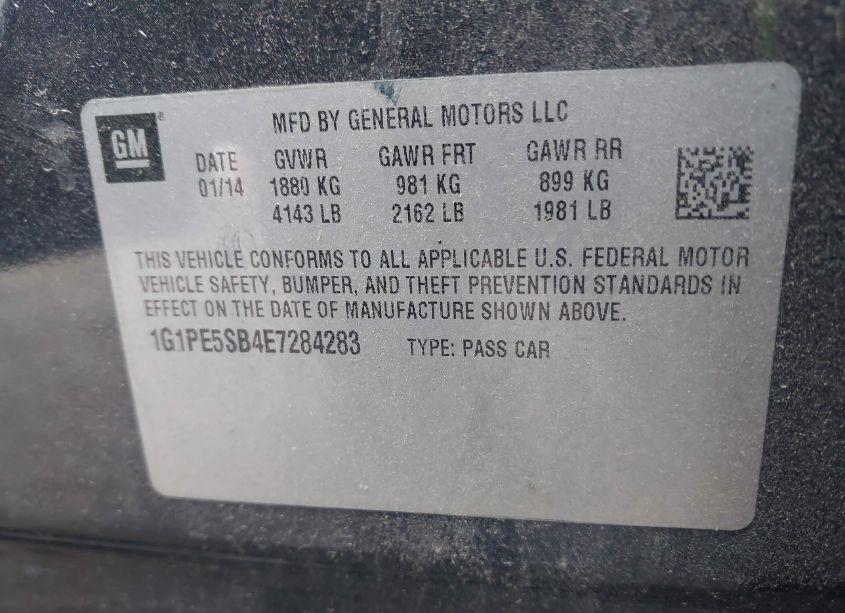 Photo 9 of 2014 Chevrolet Cruze 2LT AUTO (VIN 1G1PE5SB4E7284283)