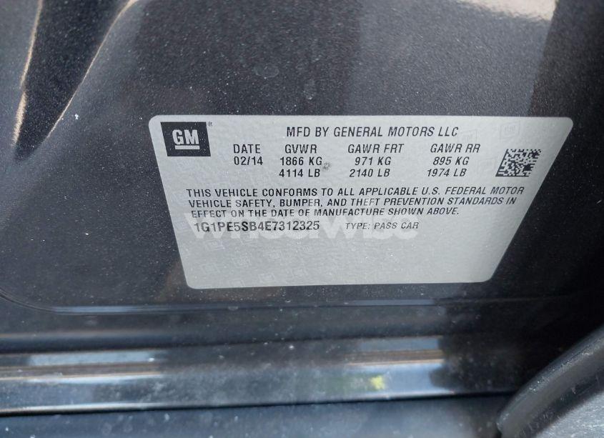 Photo 9 of 2014 Chevrolet Cruze 2LT AUTO (VIN 1G1PE5SB4E7312325)