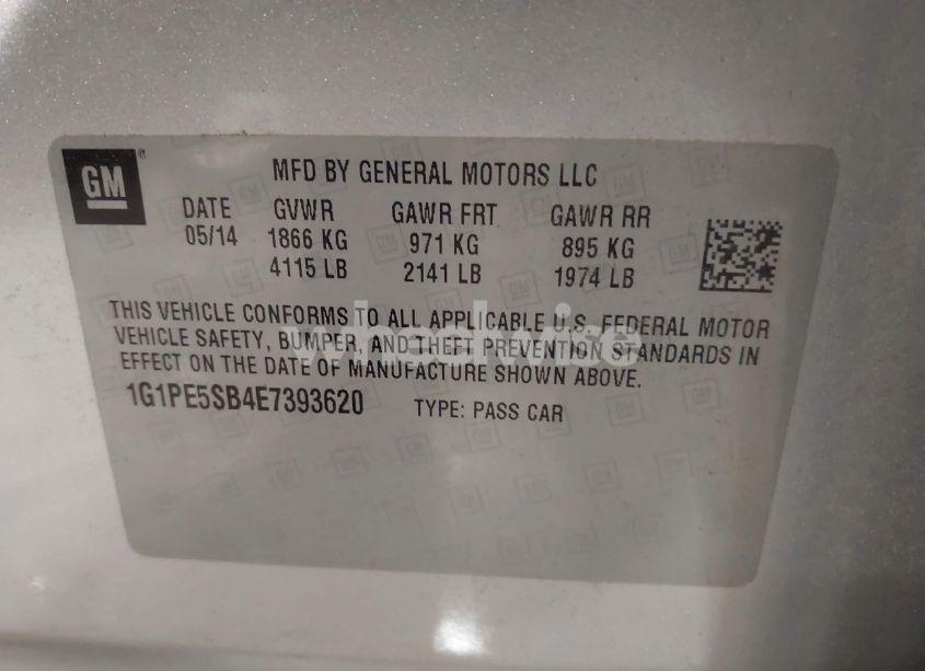 Photo 9 of 2014 Chevrolet Cruze 2LT AUTO (VIN 1G1PE5SB4E7393620)