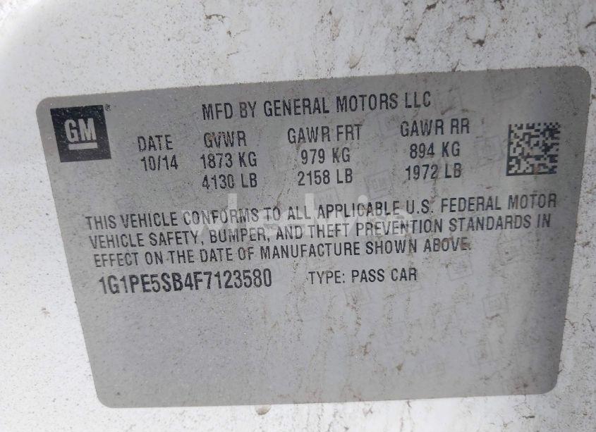 Photo 9 of 2015 Chevrolet Cruze 2LT AUTO (VIN 1G1PE5SB4F7123580)