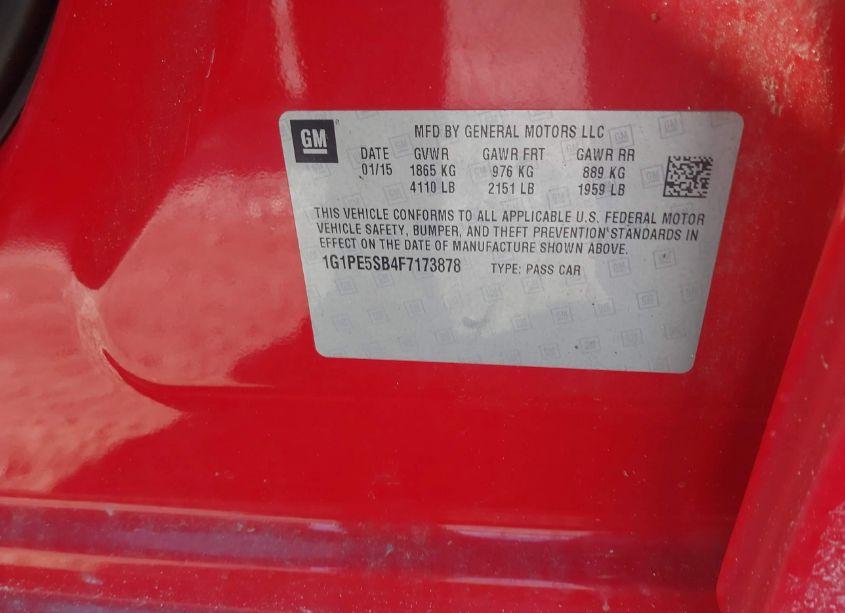 Photo 9 of 2015 Chevrolet Cruze 2LT AUTO (VIN 1G1PE5SB4F7173878)