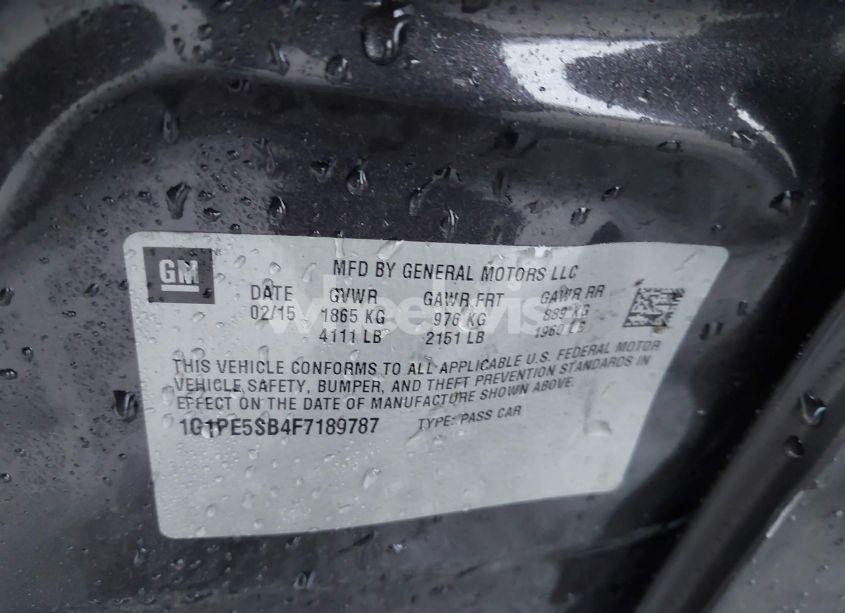 Photo 9 of 2015 Chevrolet Cruze 2LT AUTO (VIN 1G1PE5SB4F7189787)