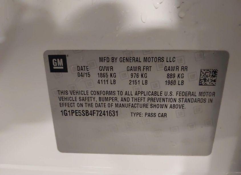 Photo 9 of 2015 Chevrolet Cruze 2LT AUTO (VIN 1G1PE5SB4F7241631)